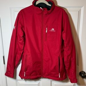 Helly Hansen Jacket Women Sz Large Red mid weight jacket Viking Logo